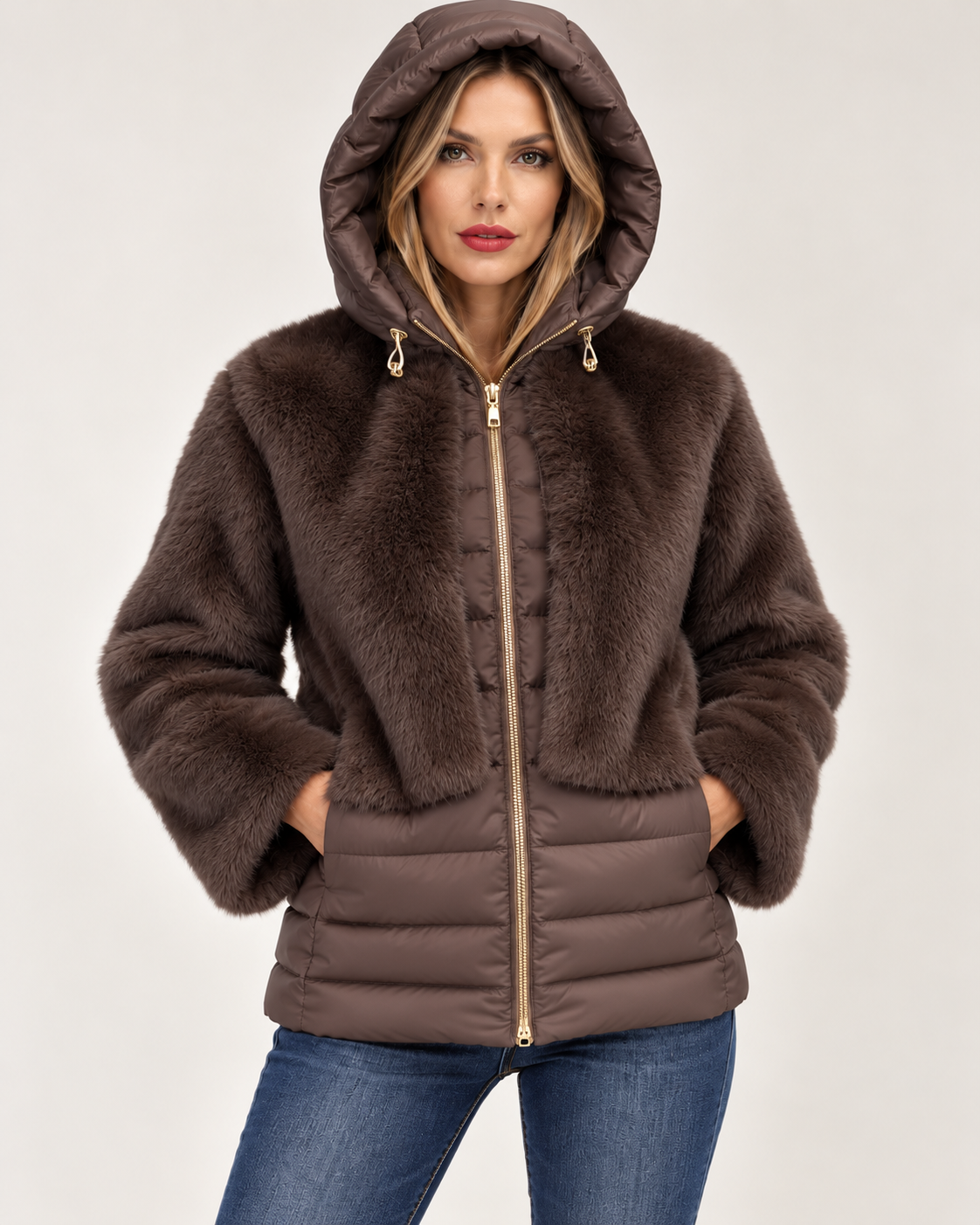 Cavellia – Piumino Donna Luxury con Ecopelliccia