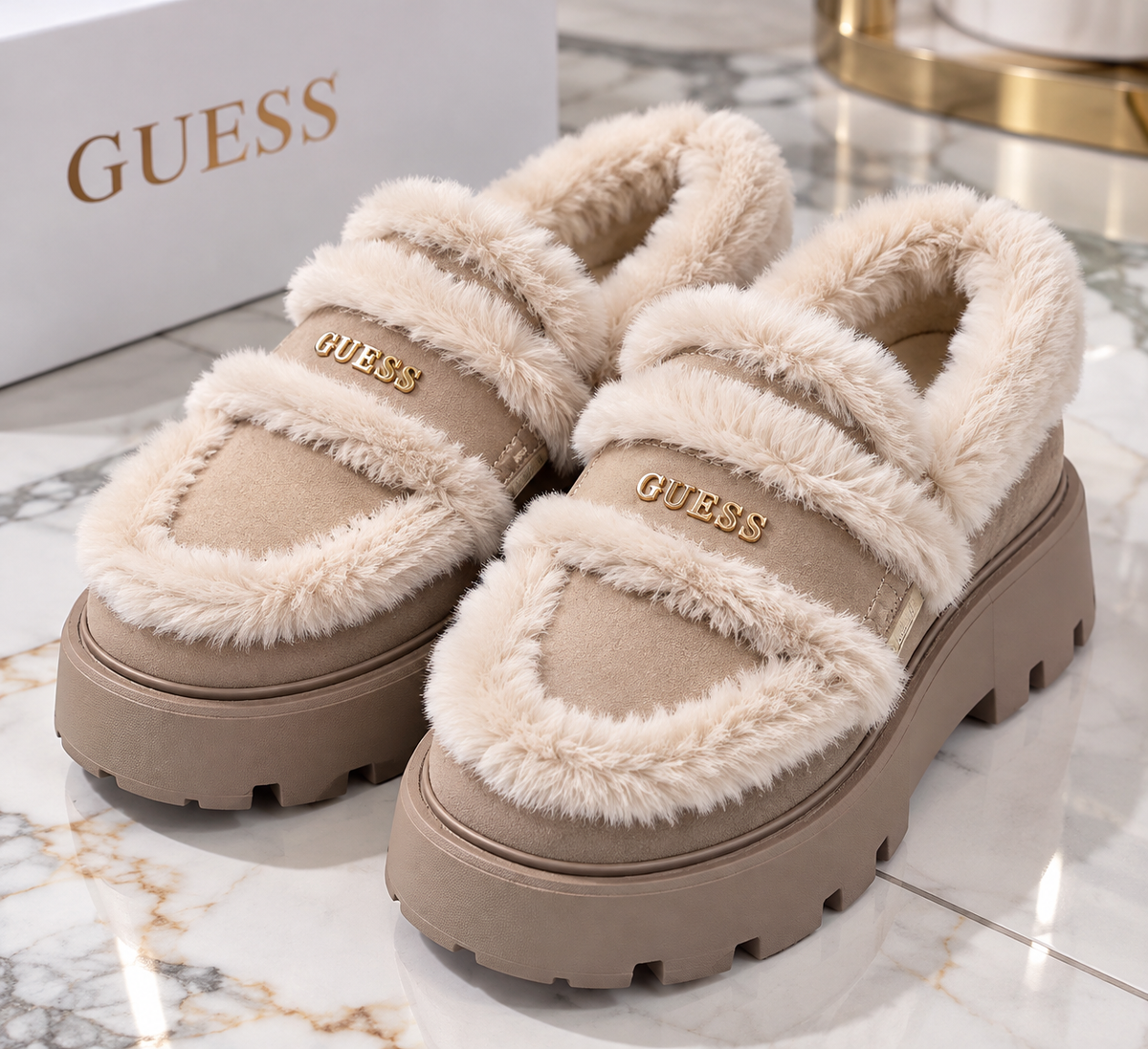 GUESS – Mocassini Donna Platform con Pelliccia Luxury