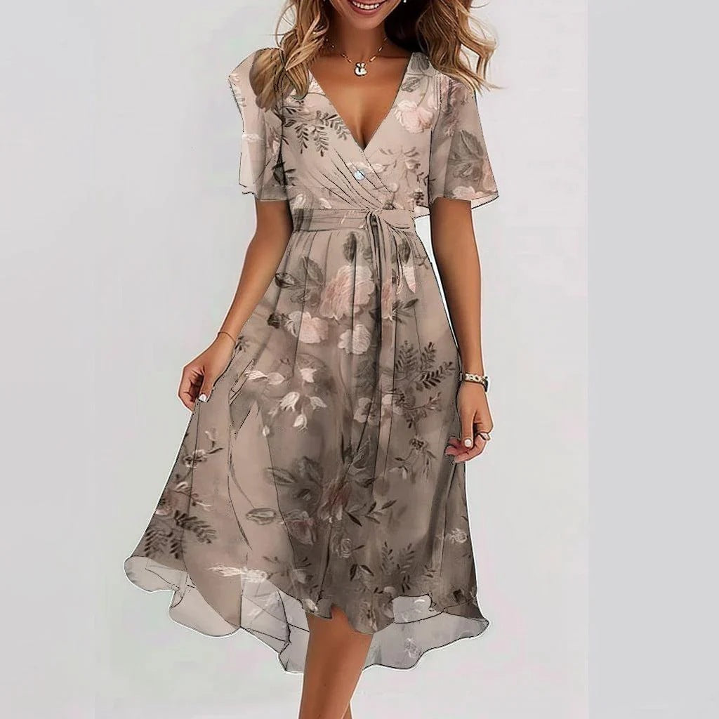 Astrid | Dame Blomstret Midikjole