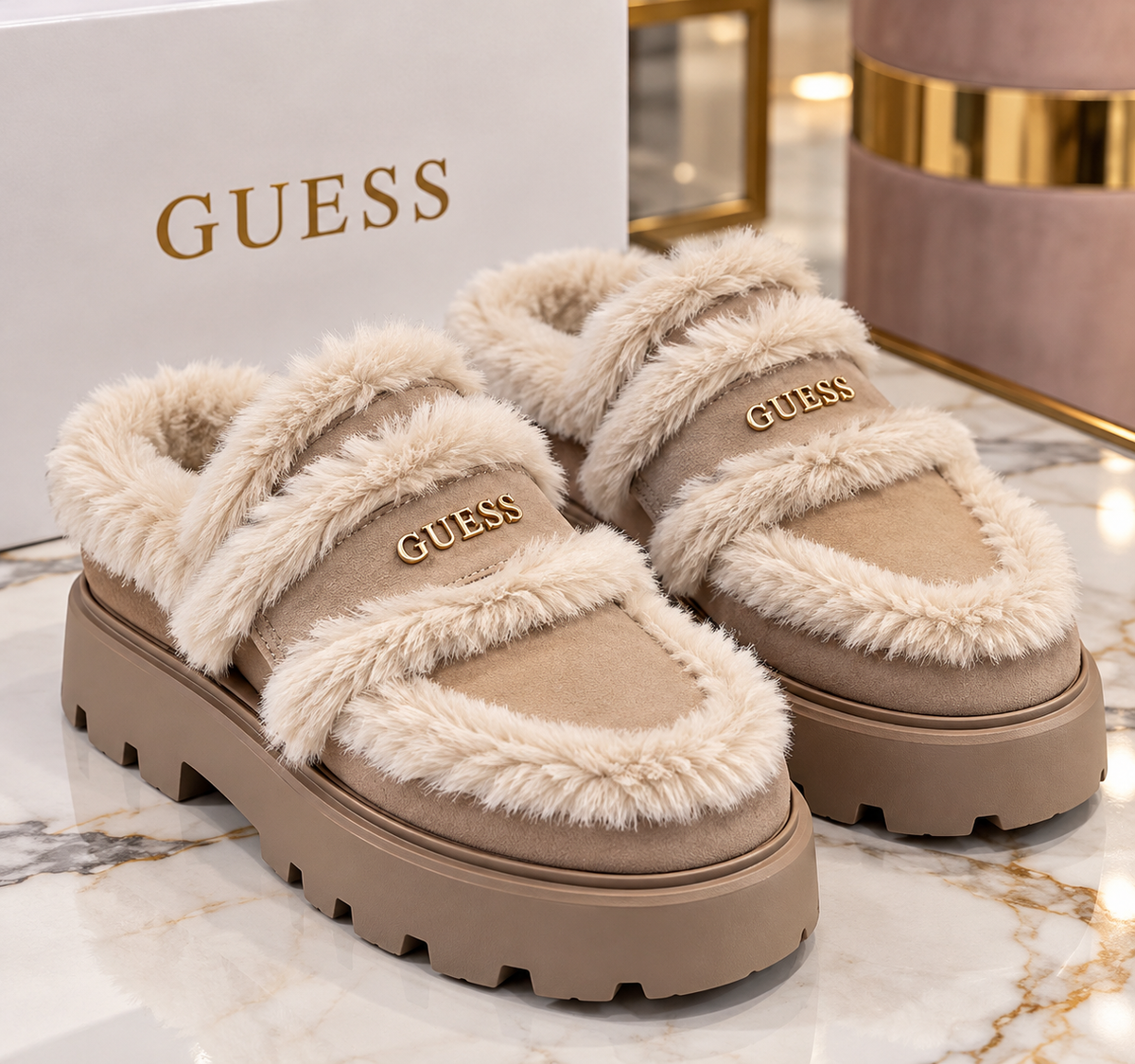 GUESS – Mocassini Donna Platform con Pelliccia Luxury