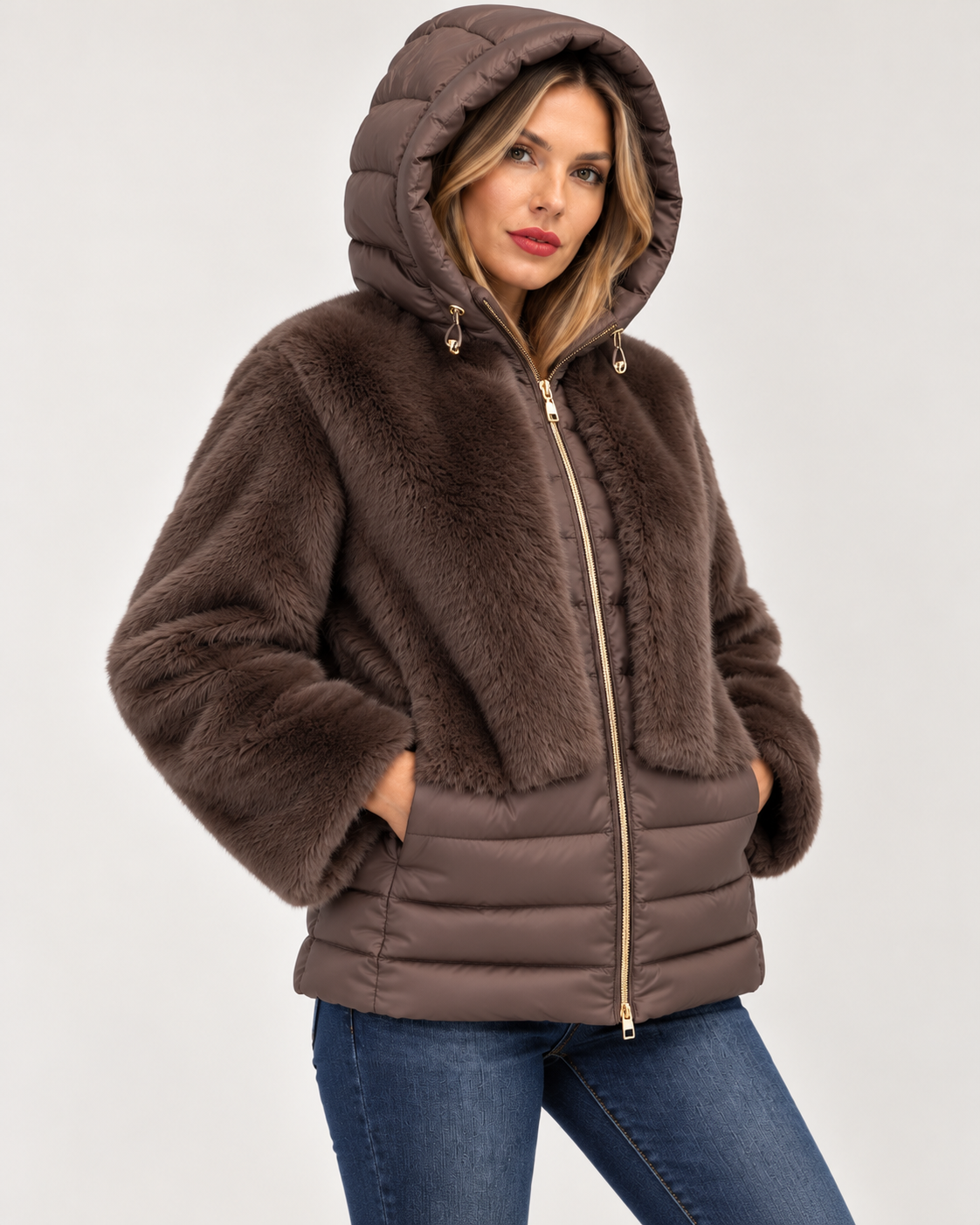 Cavellia – Piumino Donna Luxury con Ecopelliccia